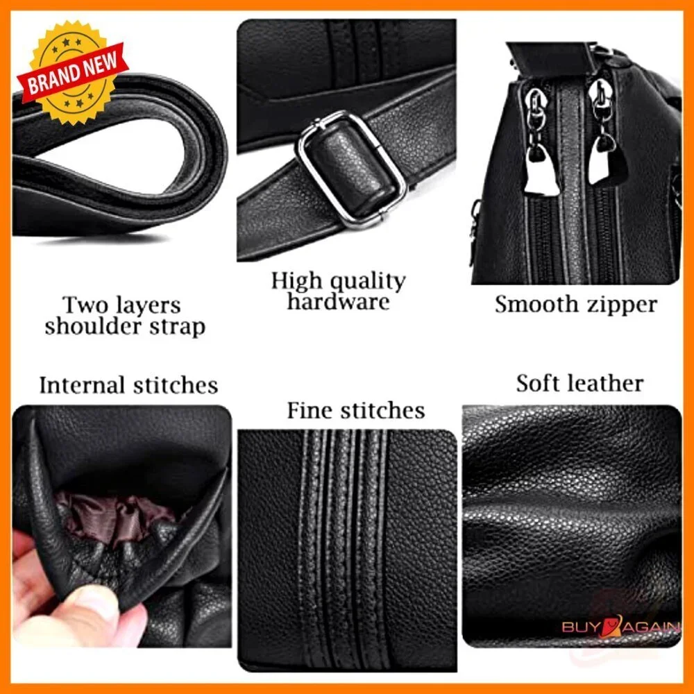 Medium PU Leather Satchel Tote with Multiple Pockets Crossbody Shoulder Bag